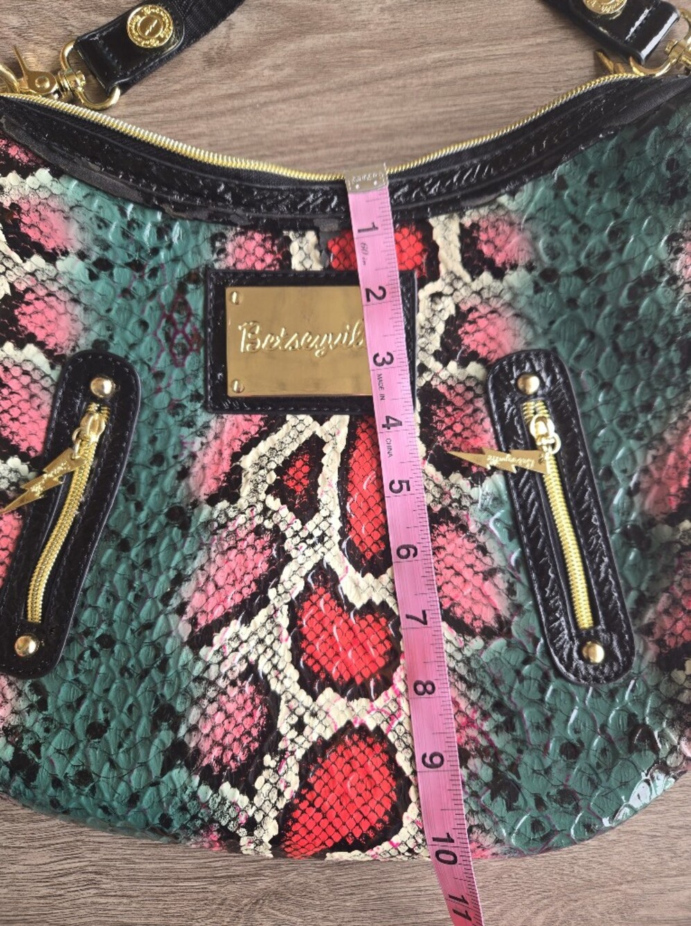 VINTAGE Betseyville by Betsey Johnson Neon Snakeskin Hobo Bag ⚡️ - Picture 10 of 13